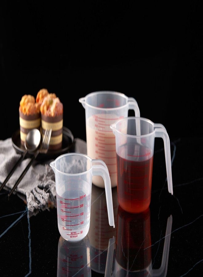 Kunya 3-Piece Measuring Cups Set for Liquids & Dry Ingredients, with Spout & Handle, in ML, Cups, Liters, Pints & Ounces, Sizes: 250ml, 500ml, 1000ml - BPA-Free - Image 4